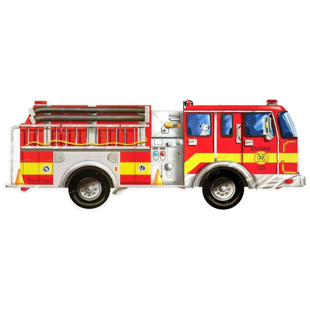 Quebra Cabeça Infantil de Chão, Tema Caminhão de Bombeiros com 24 Peças para Crianças Acima de 3 Anos, Melissa Doug, Vermelho
