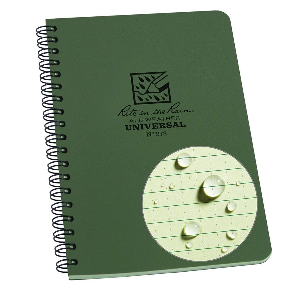Notebook Rite in the Rain, à prova de intempéries, espiral lateral verde