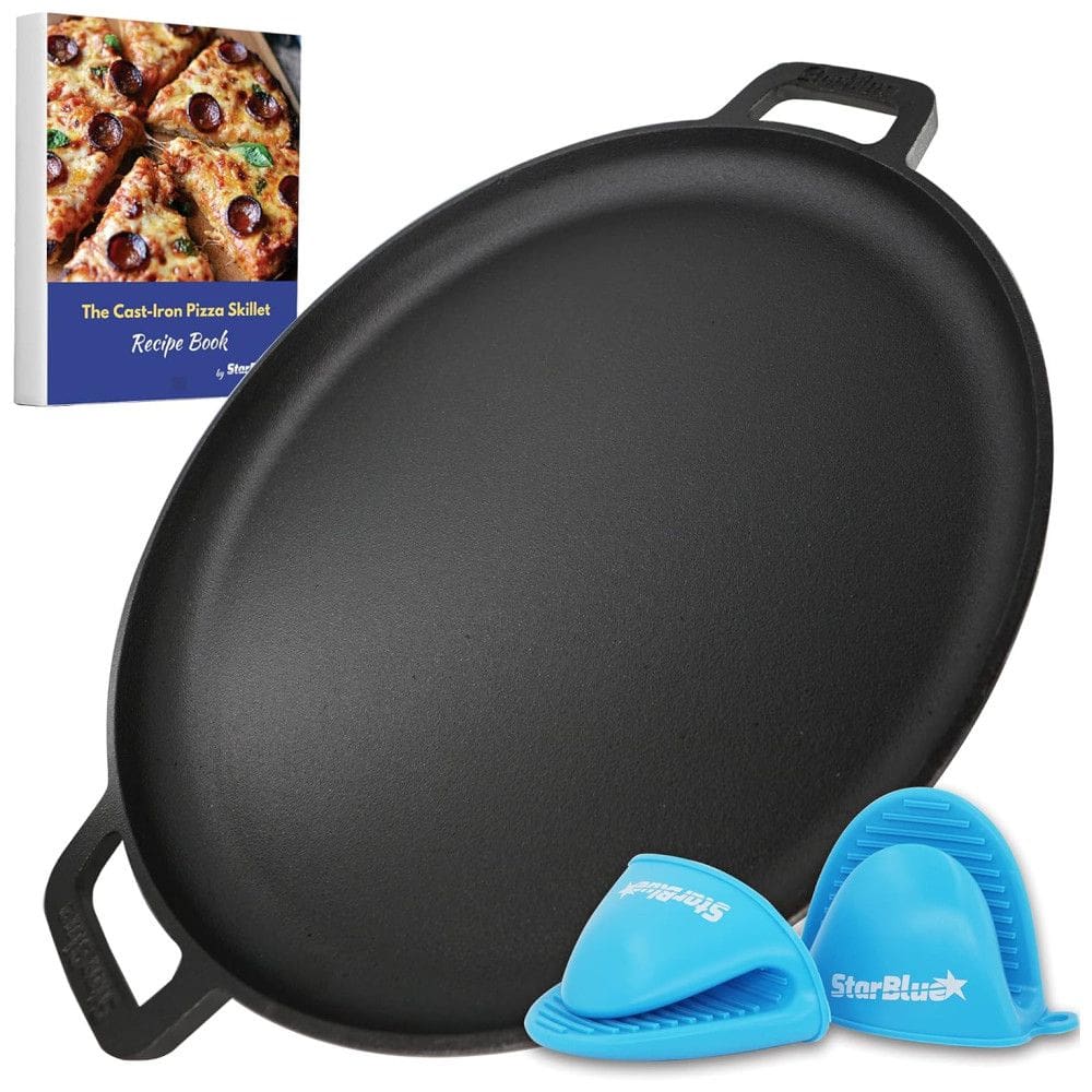 Frigideira de Ferro Fundido para Pizza com Alças de Silicone, STARBLUE SB GV 400, Preto