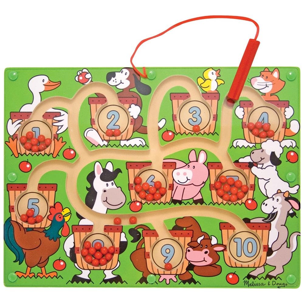 Quebra Cabeça Infantil de Madeira, Tema Labirinto de Números com Varinha Magnética para Crianças Acima de 3 Anos, Melissa & Doug
