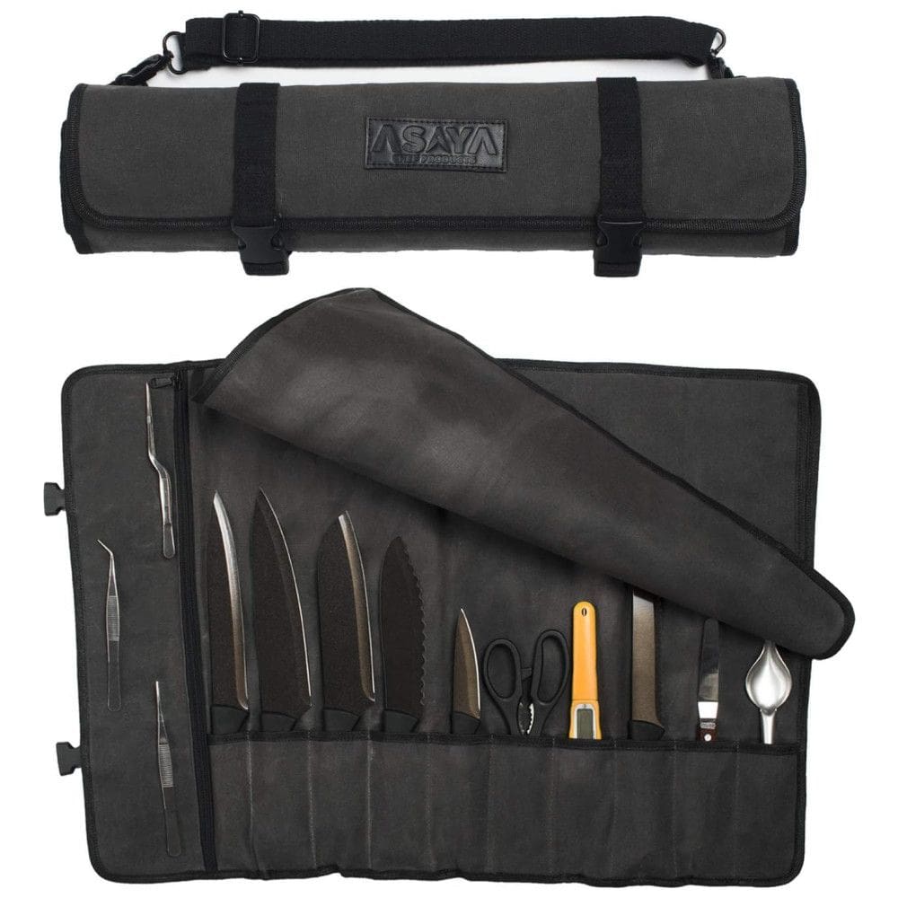 Estojo, Bolsa Portátil para Facas com 10 Slots, Facas não Incluídas, ASAYA, Preto