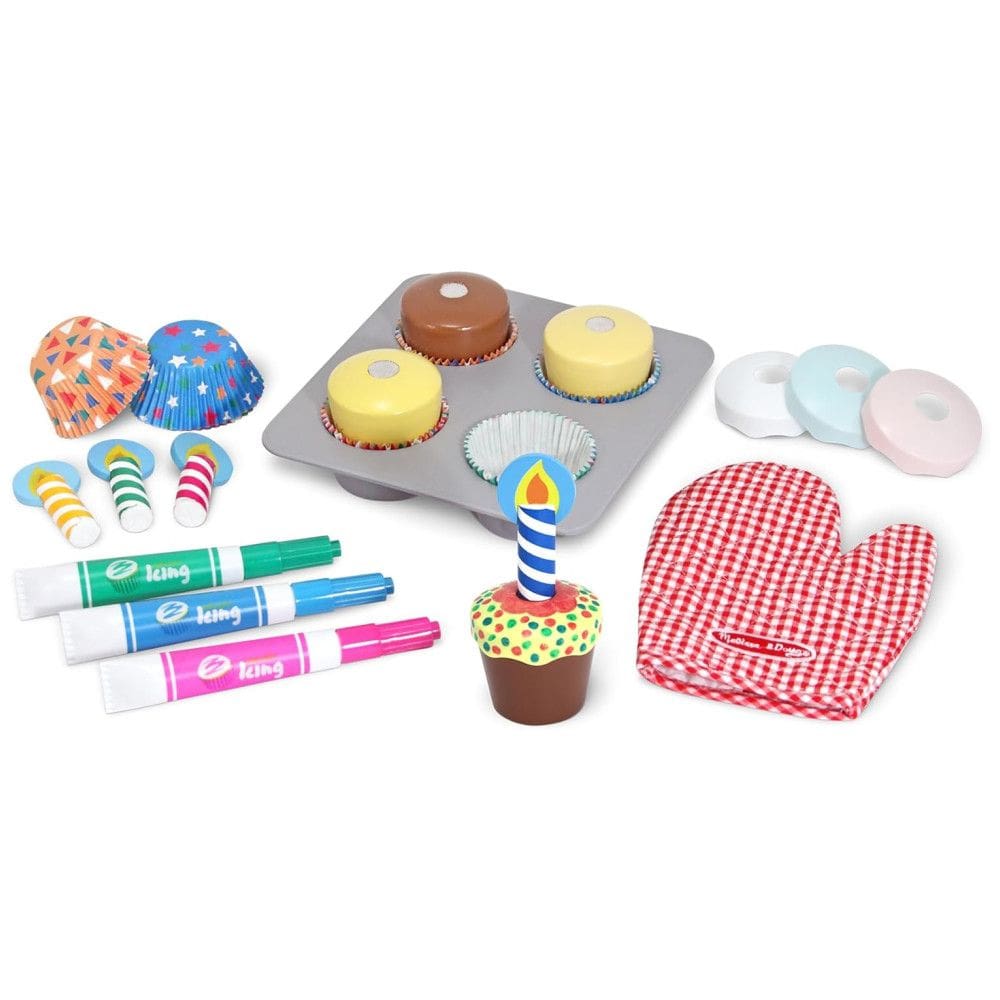 Kit de Cupcakes de Madeira com Acessórios para Crianças Acima de 3 Anos, Melissa & Doug