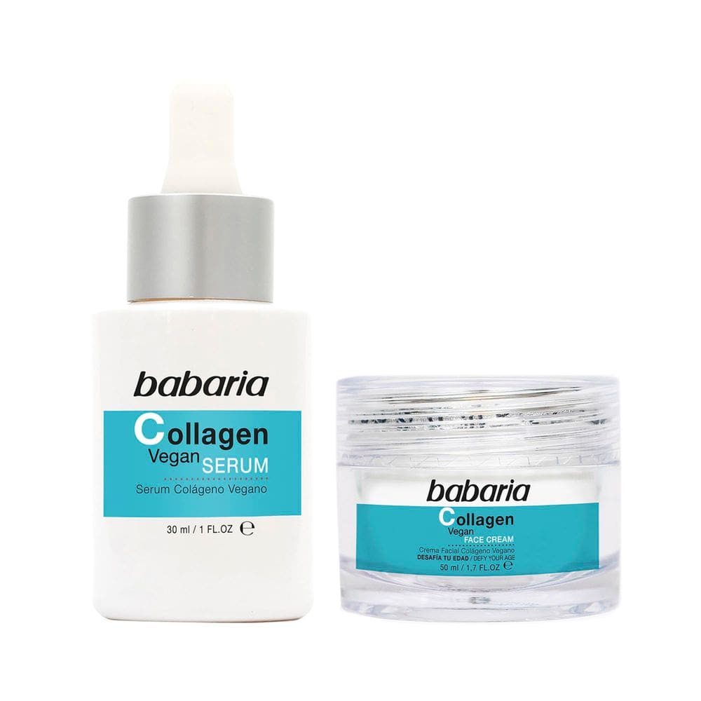 Conjunto de 2 peças de sérum e creme facial Babaria Vegan Collagen