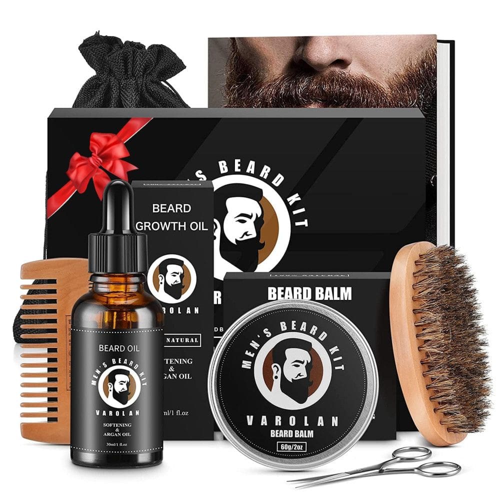 Varolan Kit para Barba Profissional Portátil com Cera e Pente, 5 Itens