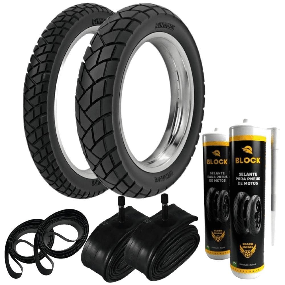 Par Pneu Bros 150 Xre 190 110/90-17 + 90/90-19 R34 Rinaldi + Camaras + Cintas + Selantes