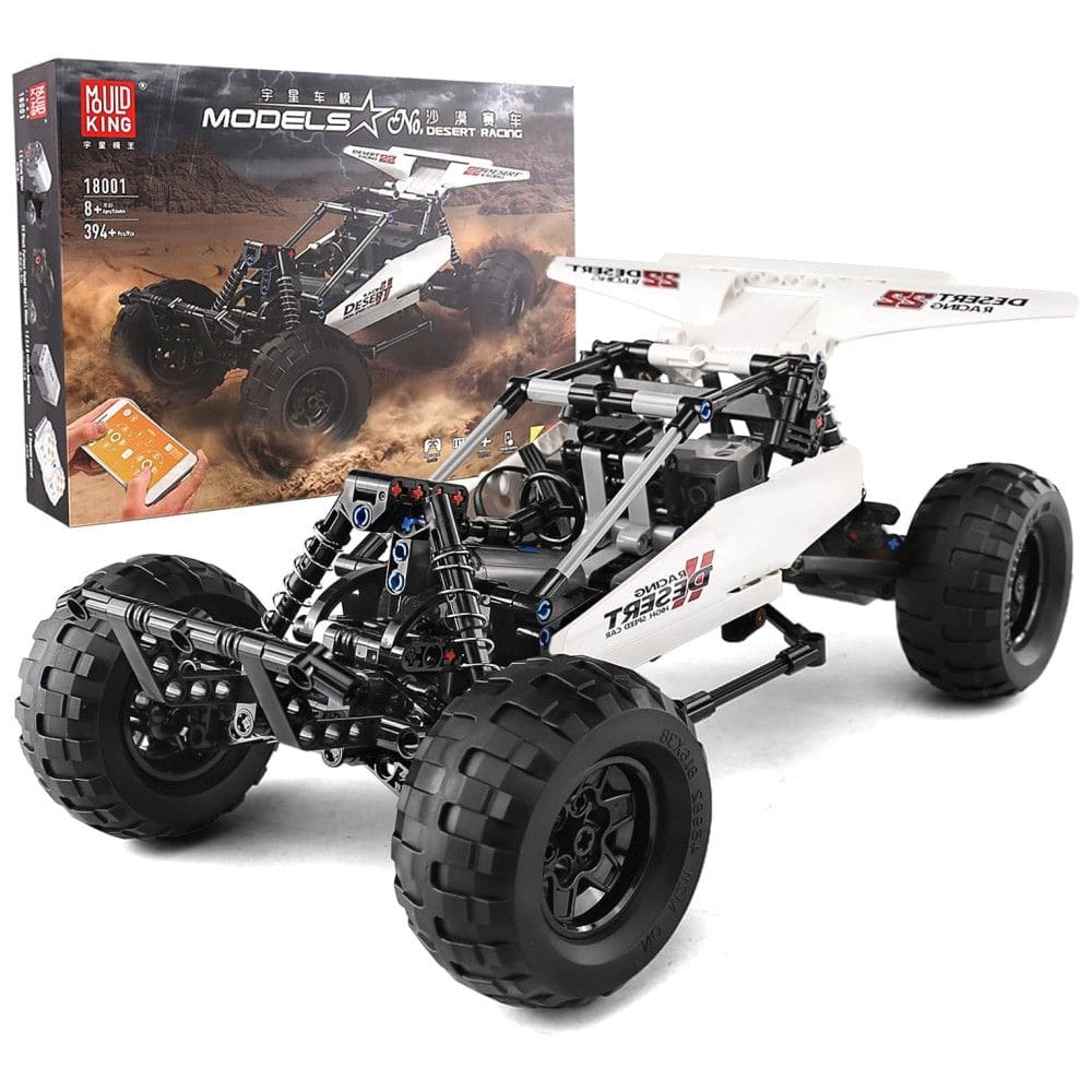 Kit de Construção Carro Desert Racing 18001 Off Road de Corrida com 394 Peças e Controle Remoto para Crianças e Adultos, Mould King, Branco