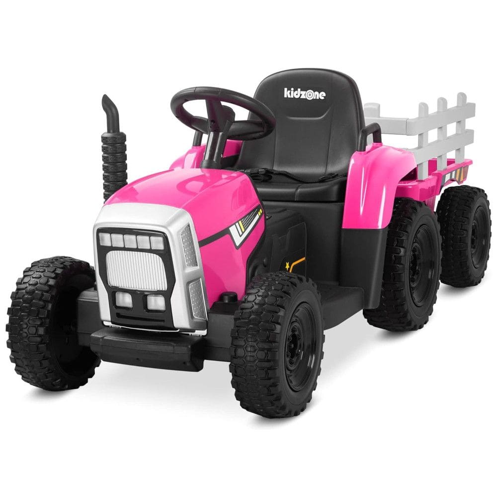 Trator Elétrico Infantil com Pneus de EVA e Motores Duplos de 35W, 12V 7AH, Kidzone, Rosa