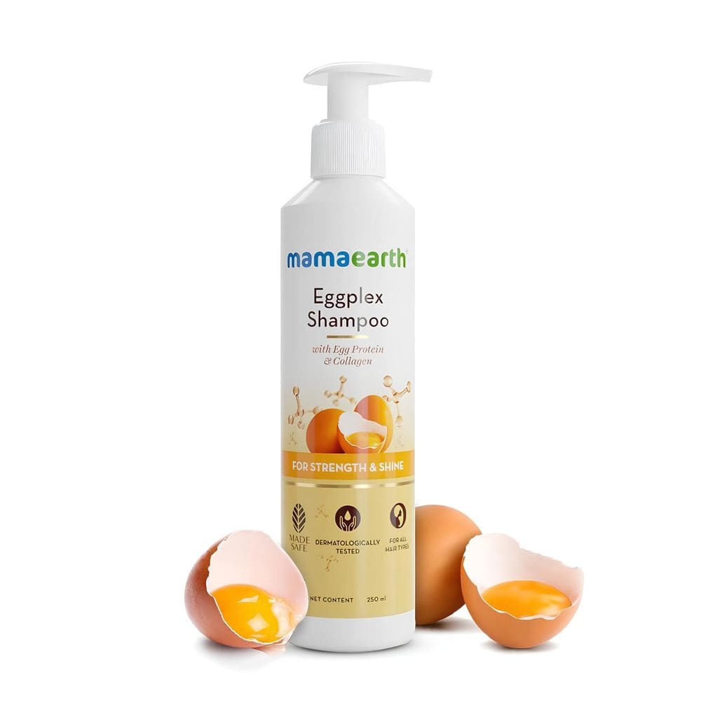 Shampoo MAMAEARTH Eggplex com proteína de ovo e colágeno 250mL