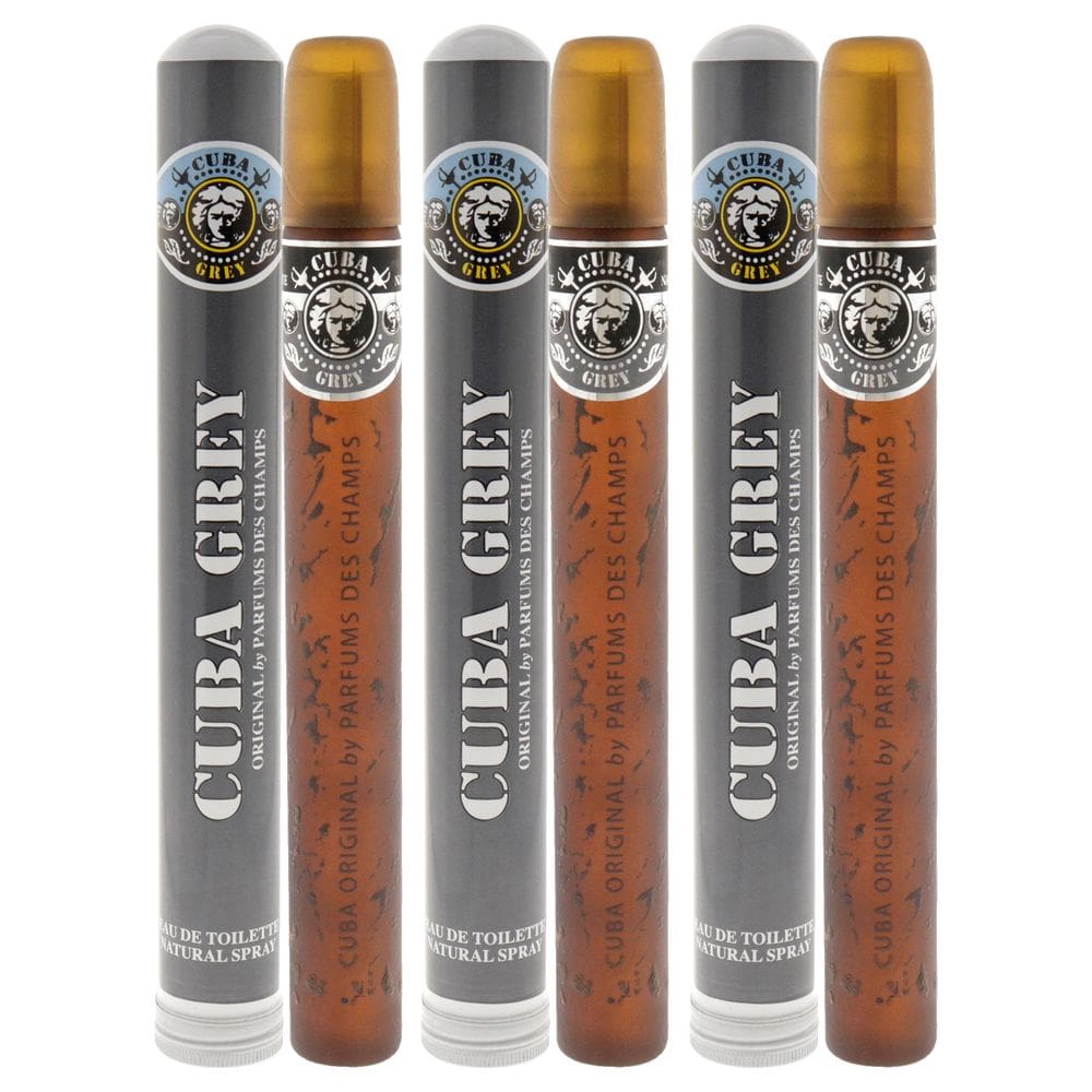 Perfume Cuba Grey by Cuba para homens, spray EDT, 35 ml, pacote com 3