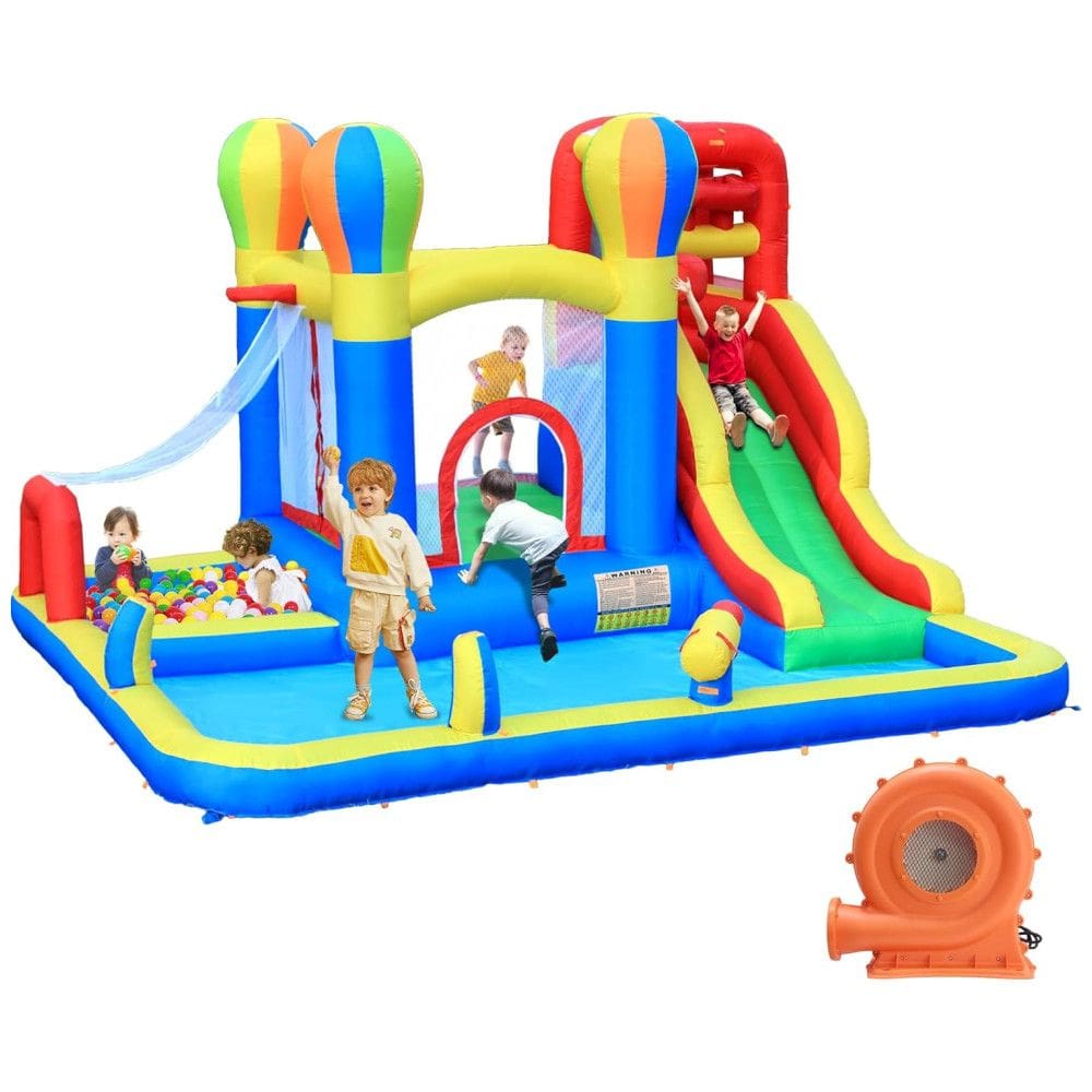 Parque Aquático Inflável até 136 kg com Toboágua, Piscina Grande, Pulverizadores de Água e Canhão de Água, Baralir, Colorido