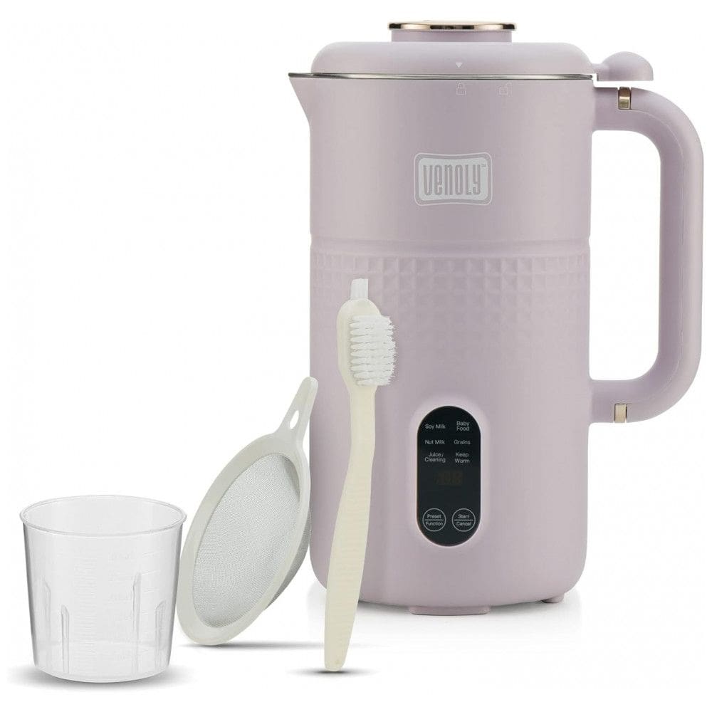 Máquina de Leite Vegetal 1L com Lâminas de Aço Inoxidável e Acessórios, Venoly, Roxa