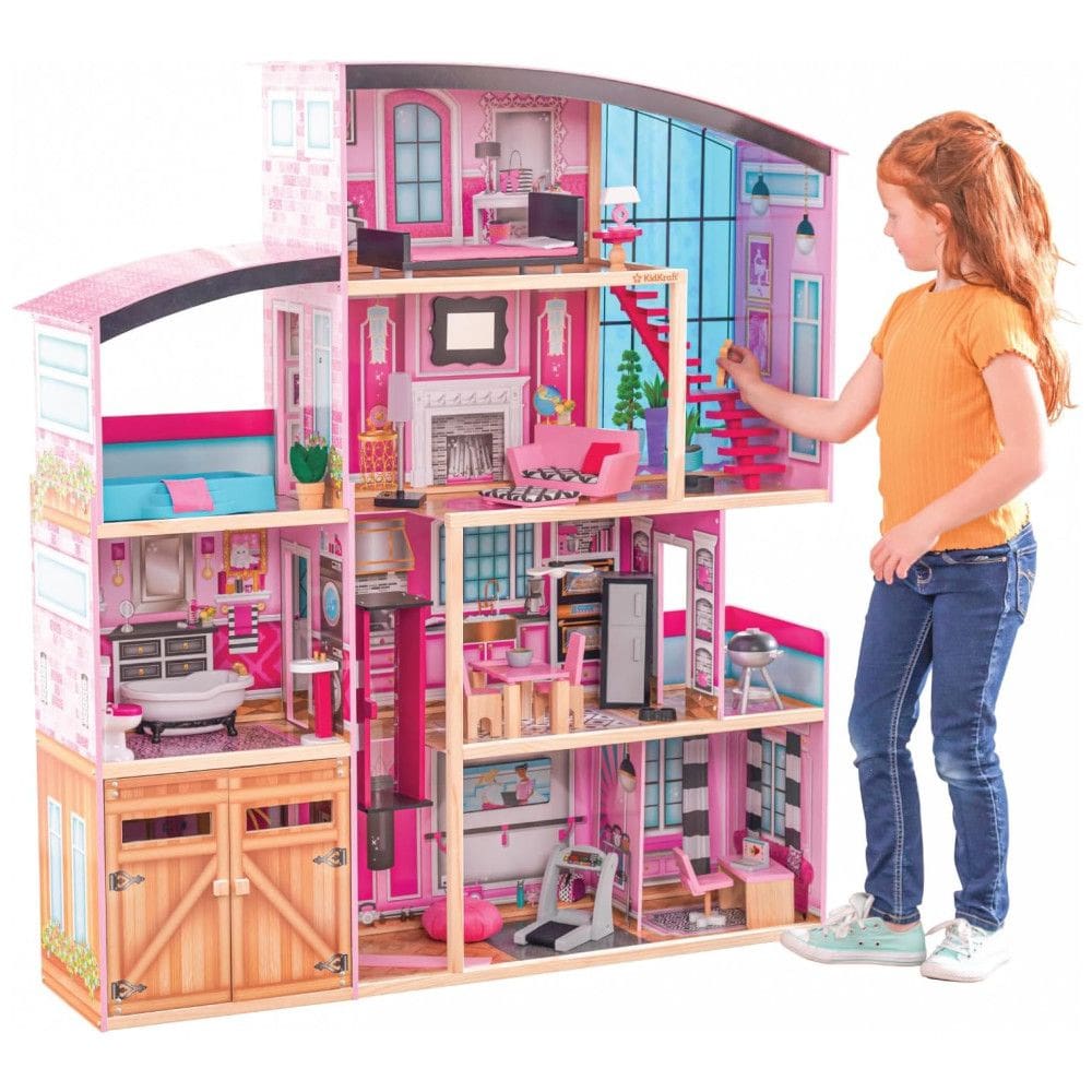Casa de Bonecas com 30 Acessórios, Luzes e Sons para Crianças a partir de 3 anos, KIDKRAFT 65949, Rosa