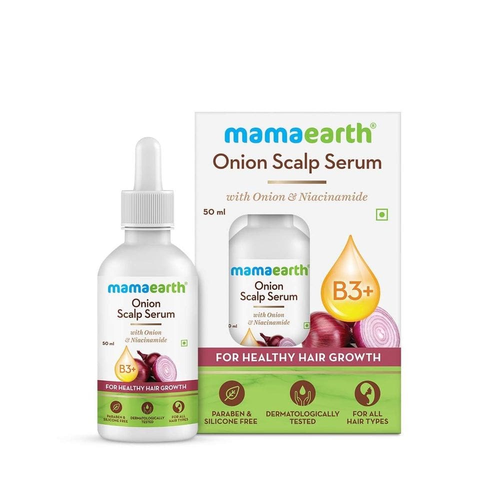 Sérum para couro cabeludo Mamaearth Onion com niacinamida 50 mL para crescimento capilar