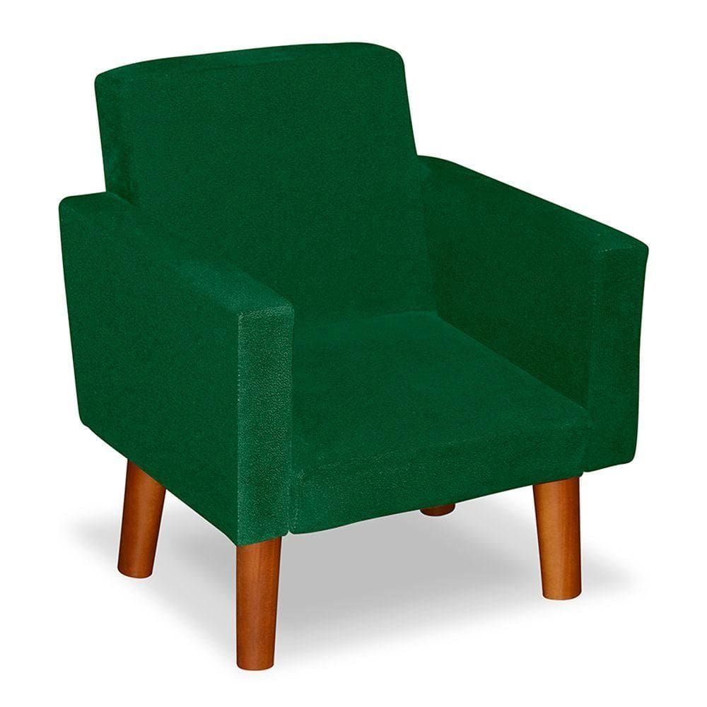 Mini Poltrona Decorativa Infantil Nina Suede - Lm Decor Verde Marrom
