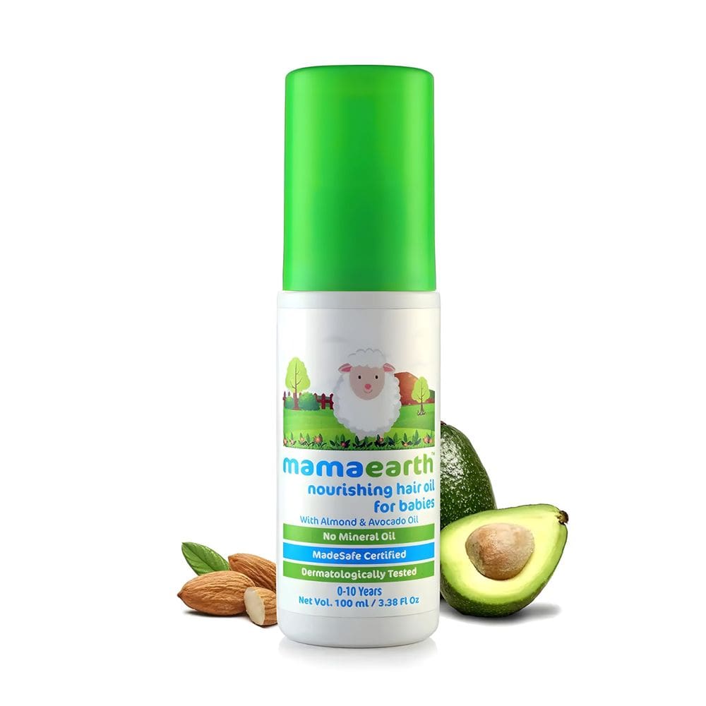 Óleo de cabelo para bebês MAMAEARTH nutritivo com abacate e amêndoa 100mL
