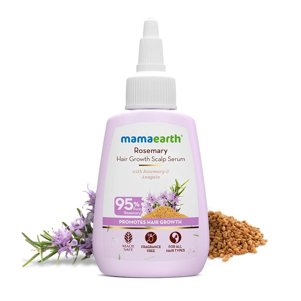Sérum para couro cabeludo Mamaearth Rosemary Hair Growth com Anagain 50 mL