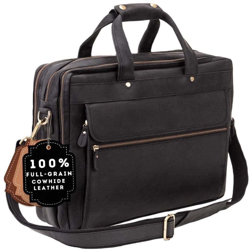 Bolsa, Pasta de Couro Masculina para Laptop, LUXORRO, Preto