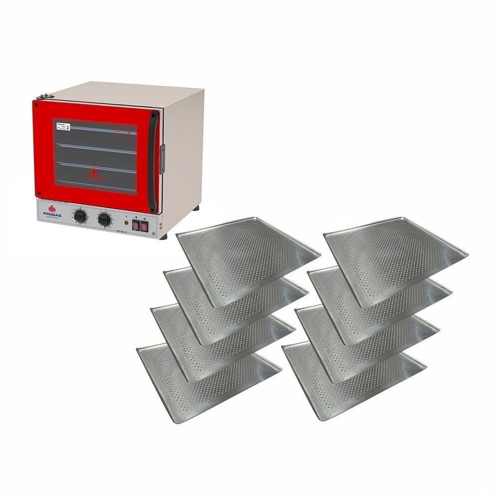 Forno Turbo Prp-004 G2 110V Vermelho Progás + 8 Assadeiras Cimapi 110V