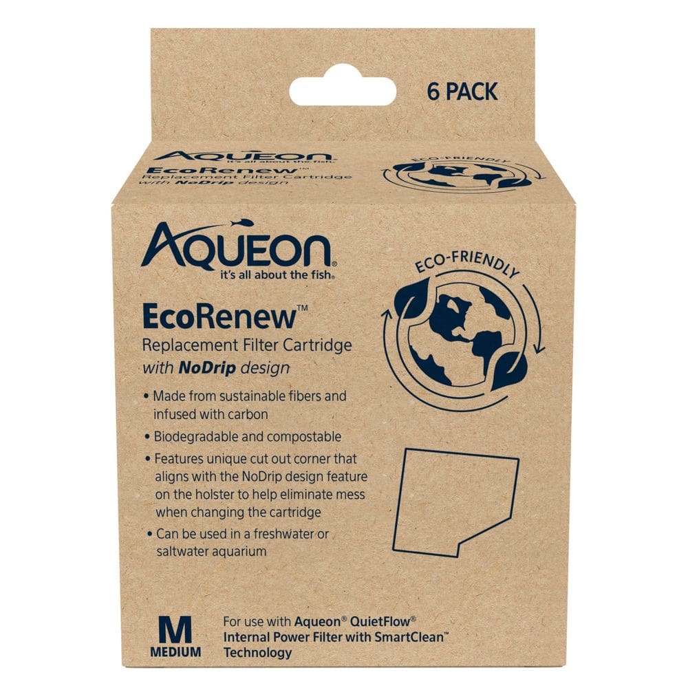 Cartucho de filtro de aquário Aqueon EcoRenew Medium, pacote com 6