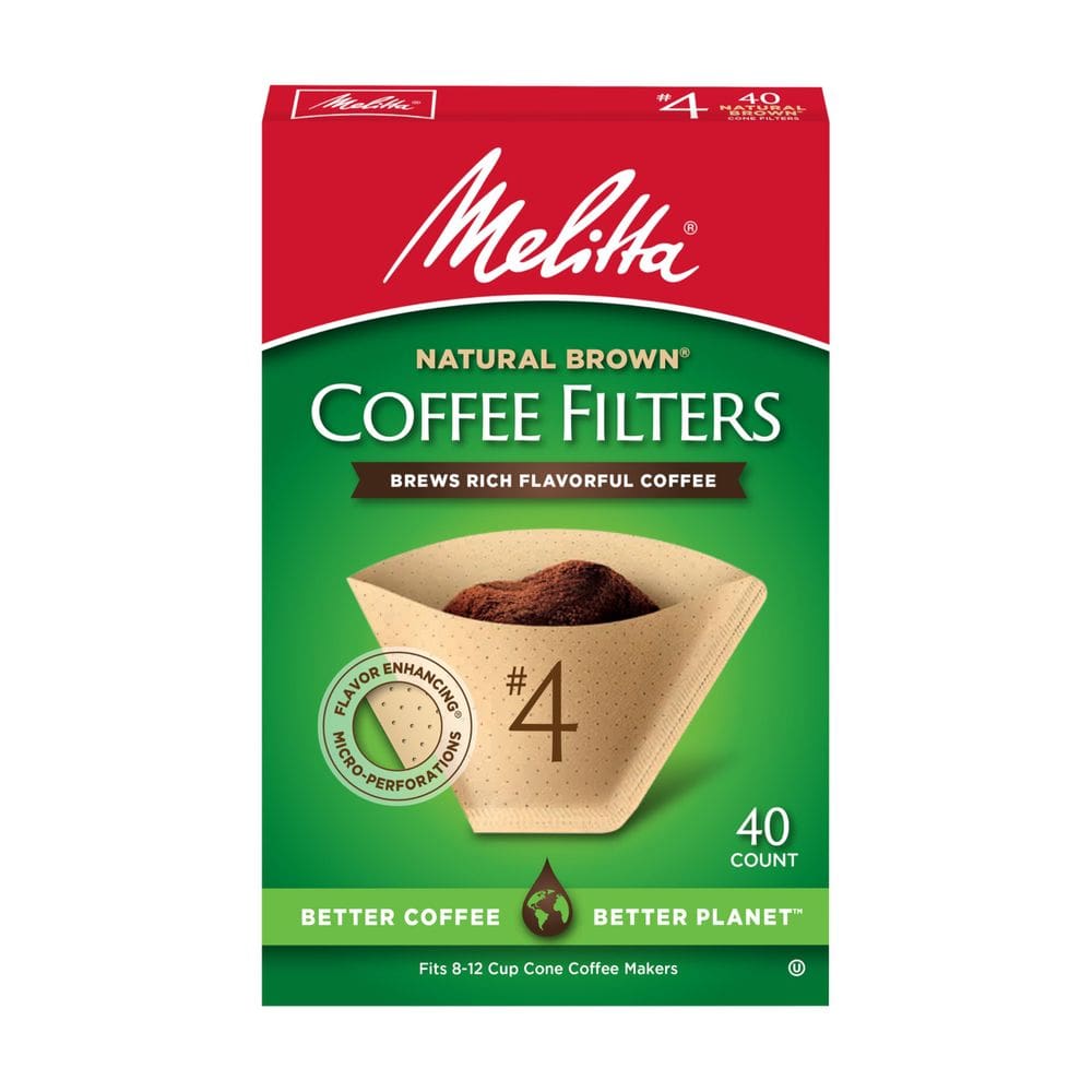 Filtros de café Melitta #4 Cone Unbleached Brown 40 Count