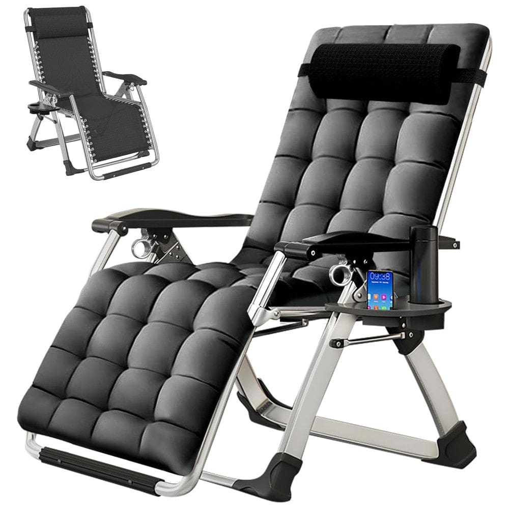 LILYPELLE Cadeira Reclinável Ajustável Gravidade Zero com Apoio de Cabeça e Porta Copos, Cinza