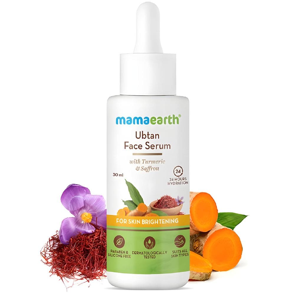Sérum Facial Mamaearth Ubtan Cúrcuma Azafrán 30ml para Piel Radiante