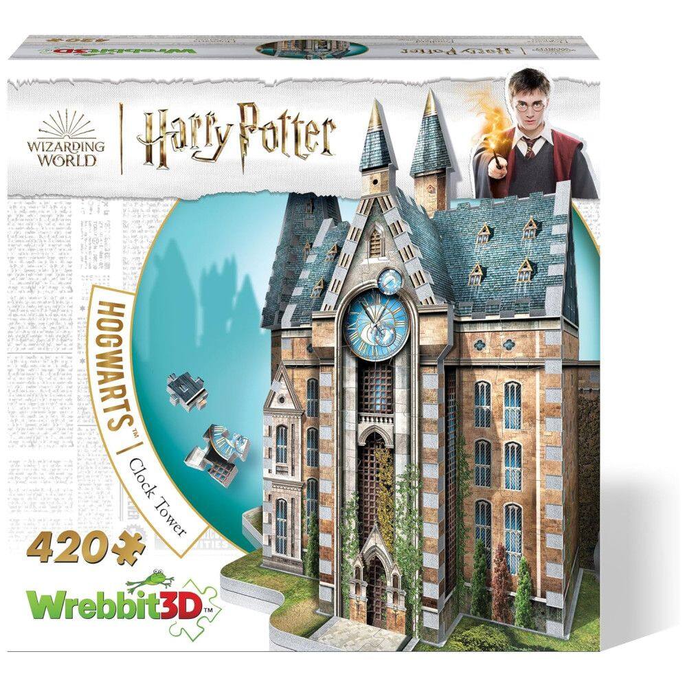 Quebra Cabeças 3D Arquitetura Hogwarts e Torre do Relógio para Crianças e Adultos, 420 Peças, WREBBIT 3D PUZZLES HOGWCL, Marrom