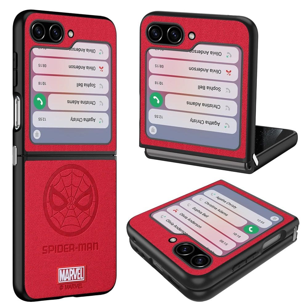 Capa de telefone IRON SPIDER em couro vermelho-aranha para Samsung Galaxy Z FLIP 5 5G