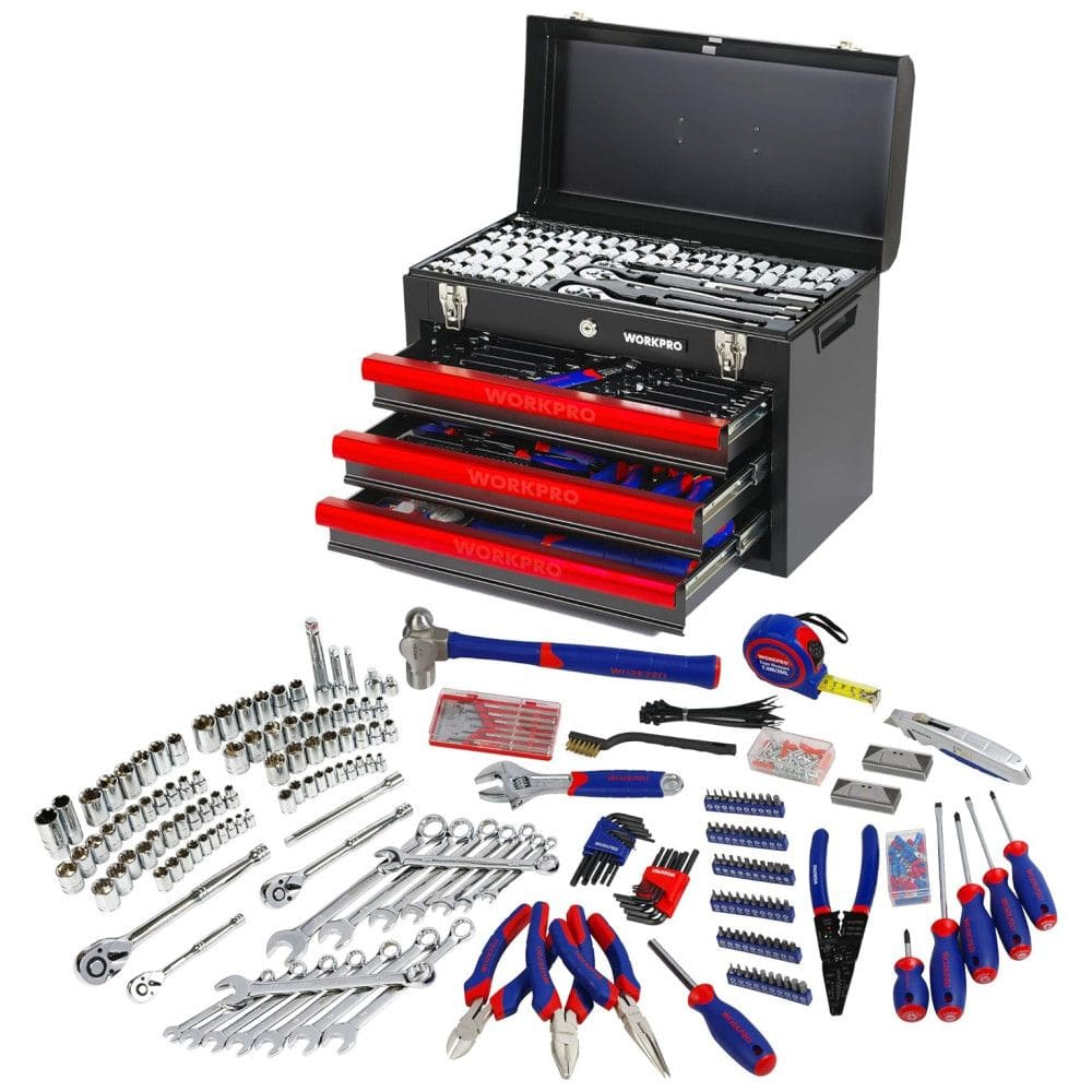 Kit de Ferramentas com Maleta de Transporte, 408 Peças, WORKPRO W009044A, Azul