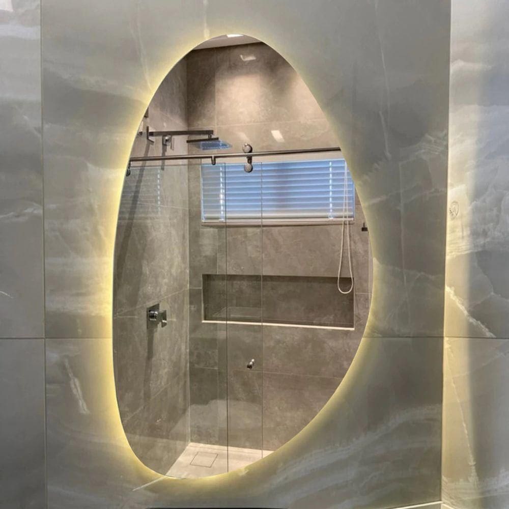 Espelho Orgânico Com LED À Pilha Ou Fonte Decorativo Quente A Pilha 51x80