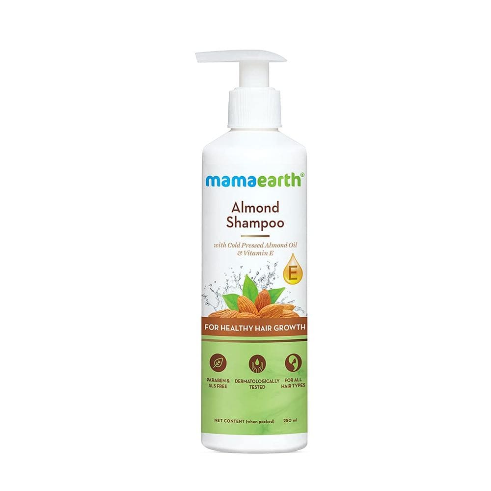 Shampoo MAMAEARTH Ammond para o crescimento saudável do cabelo 250mL