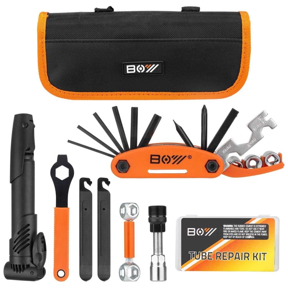 Kit de Reparo Emergencial de Bicicleta e Bolsa de Transporte, 16 Funções, XCH ROBOTS, Preto