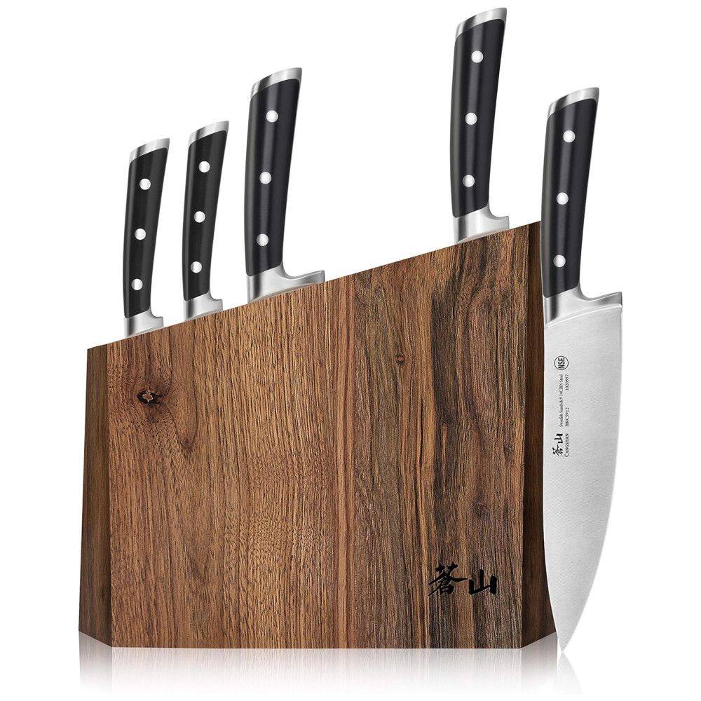 Conjunto de Facas com Bloco de Bancada Multinível, 6 Peças, CANGSHAN 1024876, Preto
