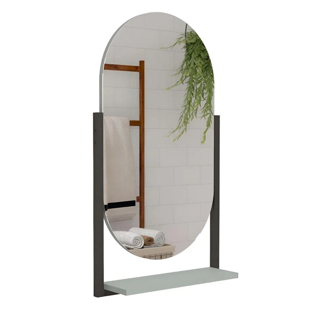 Espelheira C/ Prateleira Aço Decorat. P/ Banheiro Pistache