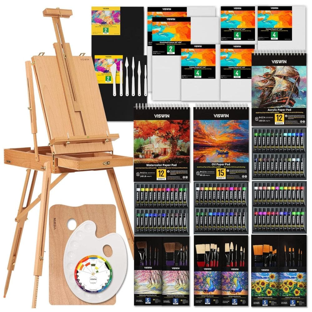 Kit de Pintura Conjunto Artístico com 151 Peças, Inclui 96 Tintas, VISWIN, Preto