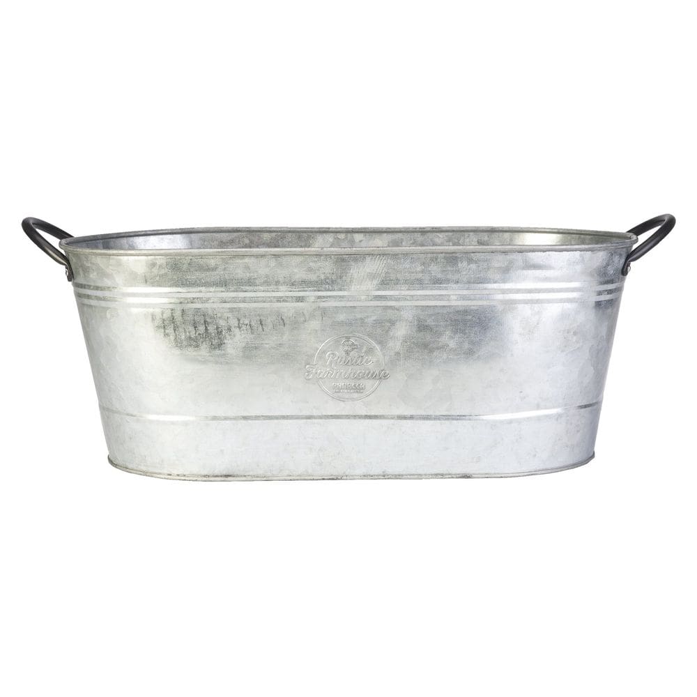 Banheira oval Planter Panacea de 41 cm envelhecida galvanizada