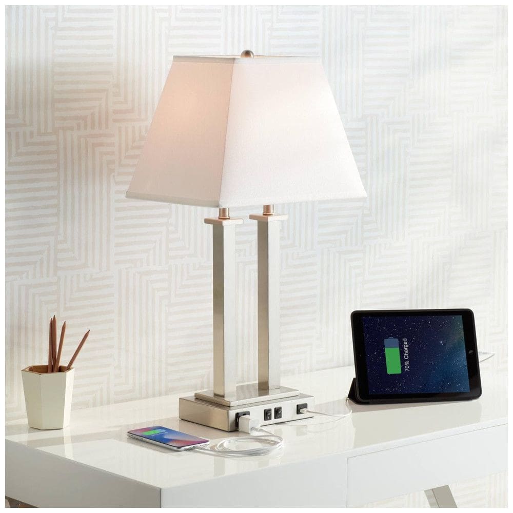 Luminária de Mesa Contemporânea em Metal, POSSINI EURO DESIGN 9G408, Prateado
