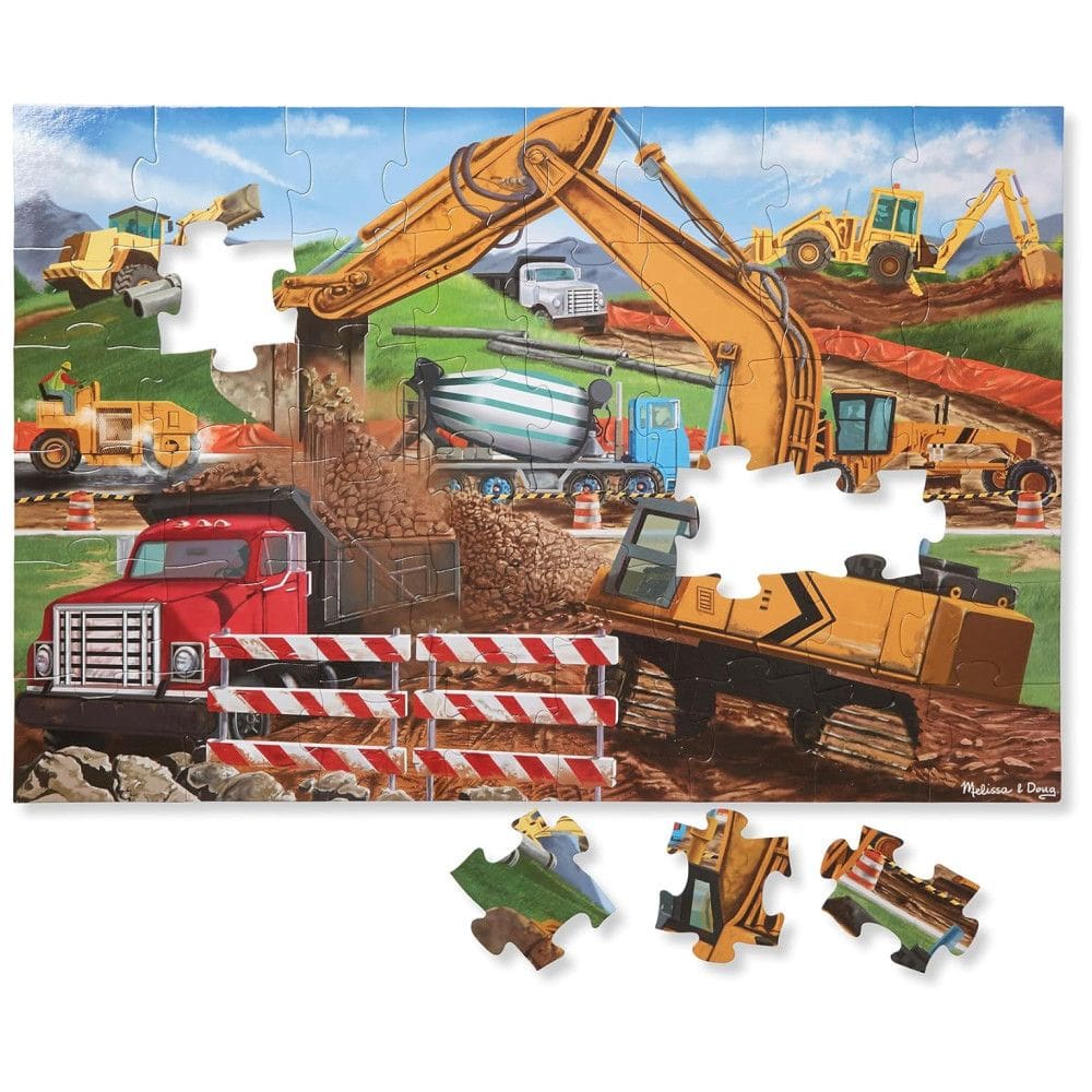 Quebra Cabeça Gigante, Tema Canteiro de Obras com 48 Peças para Crianças Acima de 3 Anos, Melissa & Doug