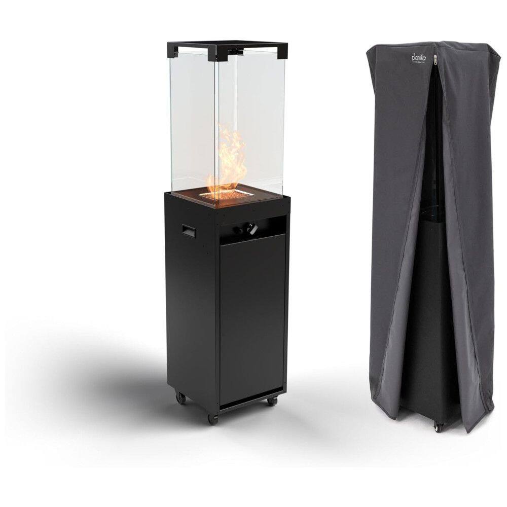 Aquecedor Externo Portátil com Rodas a Gás GLP para Pátio Comercial, Planika, Preto