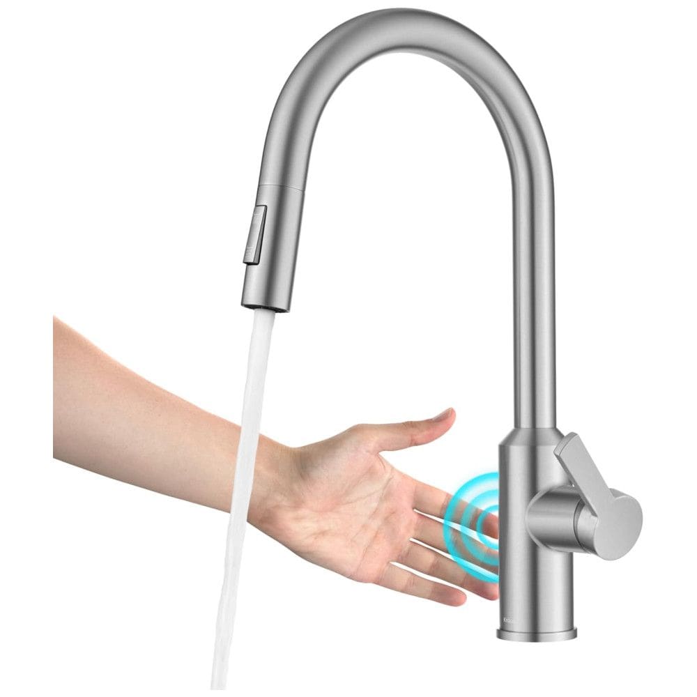 Torneira Cozinha com Sensor de Movimento de Alça Única, Acabamento Resistente a Manchas, KRAUS Oletto KSF-2830SFACB, Aço Inoxidável