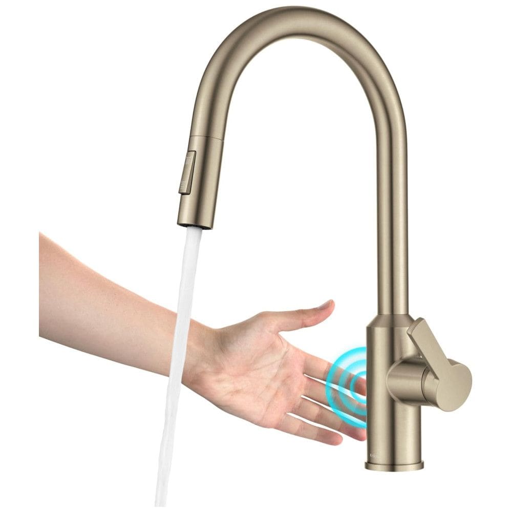 Torneira Cozinha com Sensor de Movimento de Alça Única, Acabamento Resistente a Manchas, KRAUS Oletto KSF-2830SFACB, Champagne Bronze