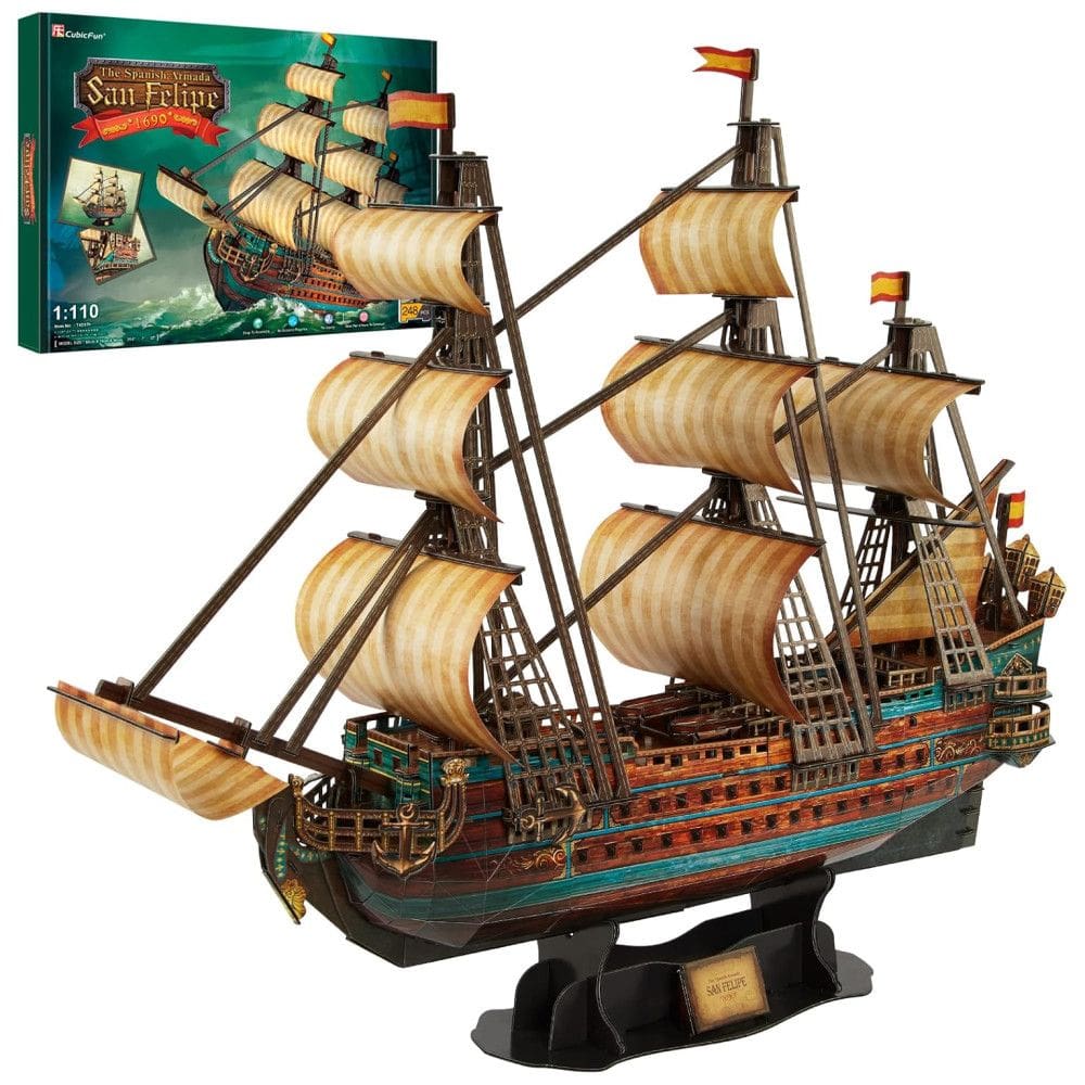 Quebra Cabeças 3D Nvio San Felipe com Led para Crianças e Adultos, 248 Peças, CUBICFUN, Marrom