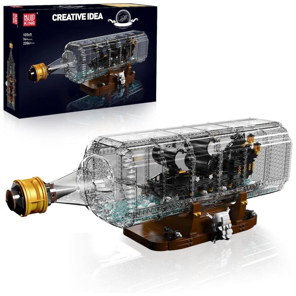 Kit de Construção Navio Pérola Negra com Garrafa Drift com 2206 Peças para Crianças e Adultos, Mould King, Preto