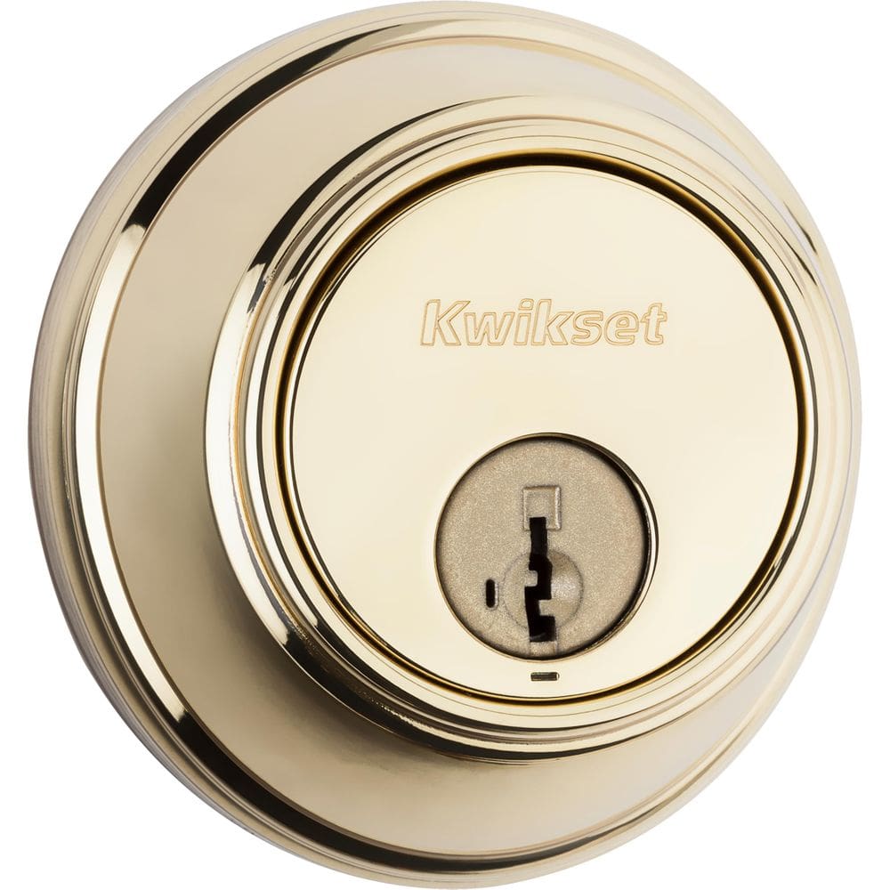 Cerradura de pestillo Kwikset 817 latón pulido SmartKey con protección Microban