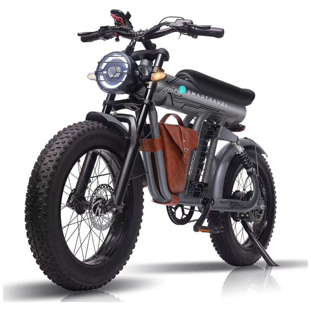 Bicicleta Elétrica para Adultos com Velocidade até 50 km/h, Alcance 128 km, 5 Velocidades, Piscas Dianteiros e Traseiros, 1200W, SMARTRAVEL