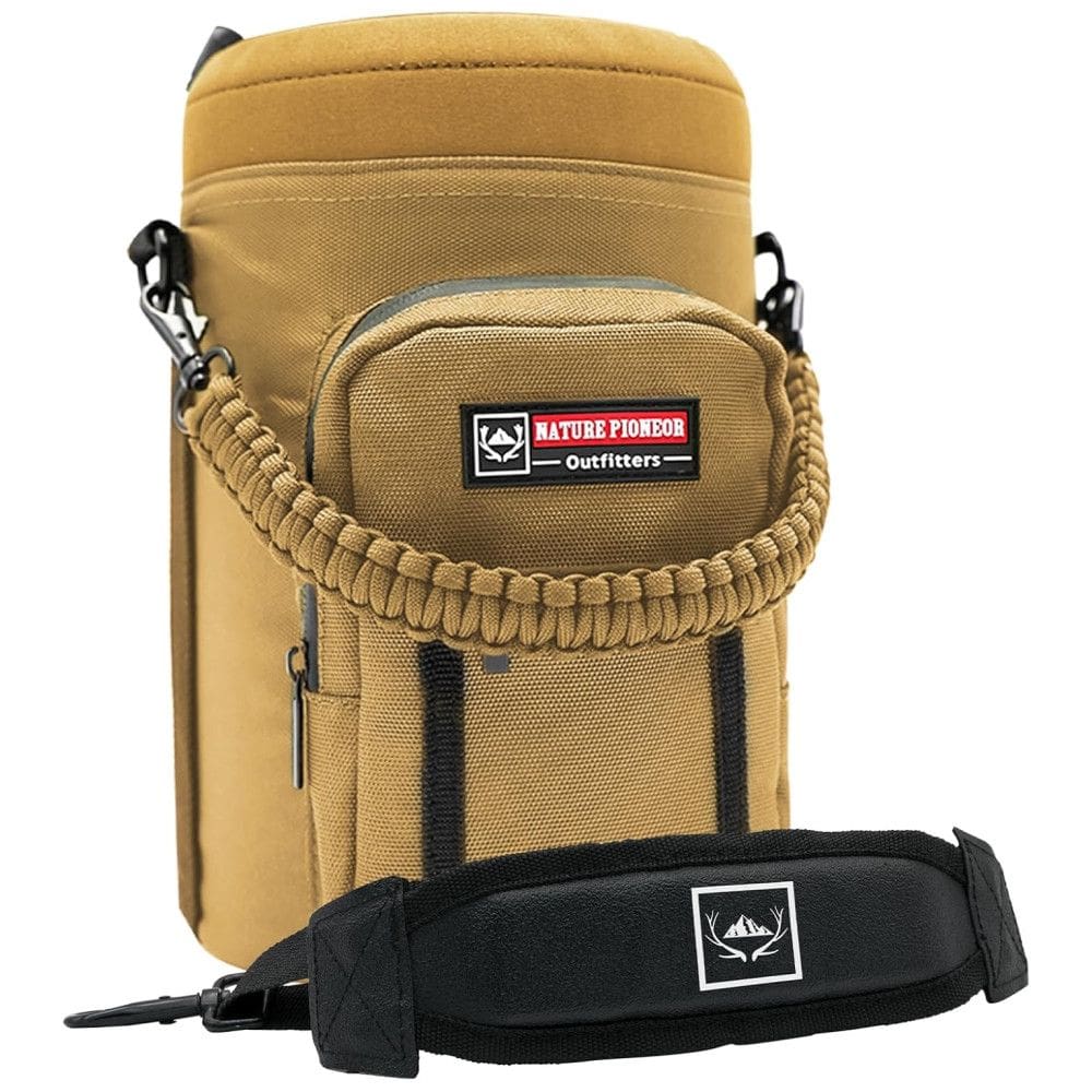 Bolsa Térmica para Garrafa 1L com Alça para Transporte e Bolsos, Garrafa não incluída, NATURE PIONEOR, Marrom