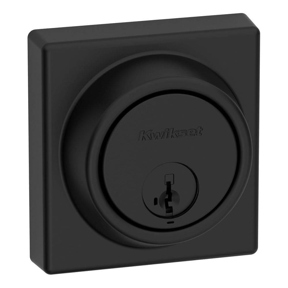 Exterior quadrado preto fosco Deadbolt Lock Kwikset 817