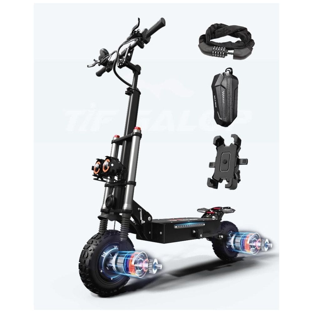 Scooter Elétrica para Adultos até 250 kg, Velocidade Máxima de 80 km/h e Alcance de 109 km com Pneus Off-Road e Assento Removível, 6000W