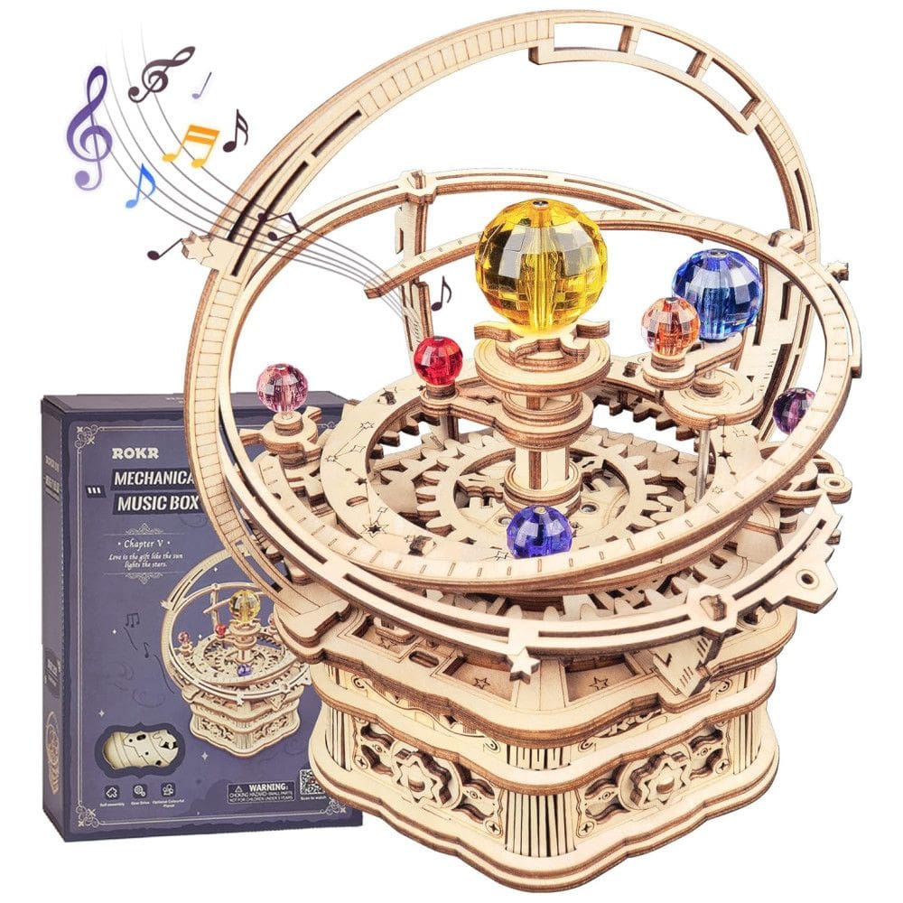 Quebra Cabeças 3D Caixa de Música Mecânica para Crianças e Adultos, 84 Peças, ROKR RLCA AMK51, Marrom