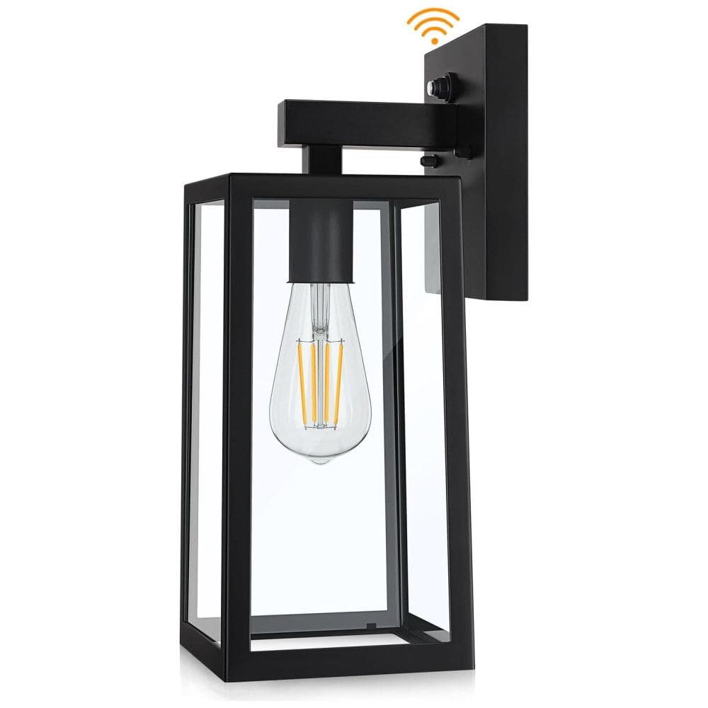 Arandela Luminária Clássica Externa de Parede à prova dágua com Sensor, Base E26, 1 Unidade, SHINE HAI 2032BC LS, Preto